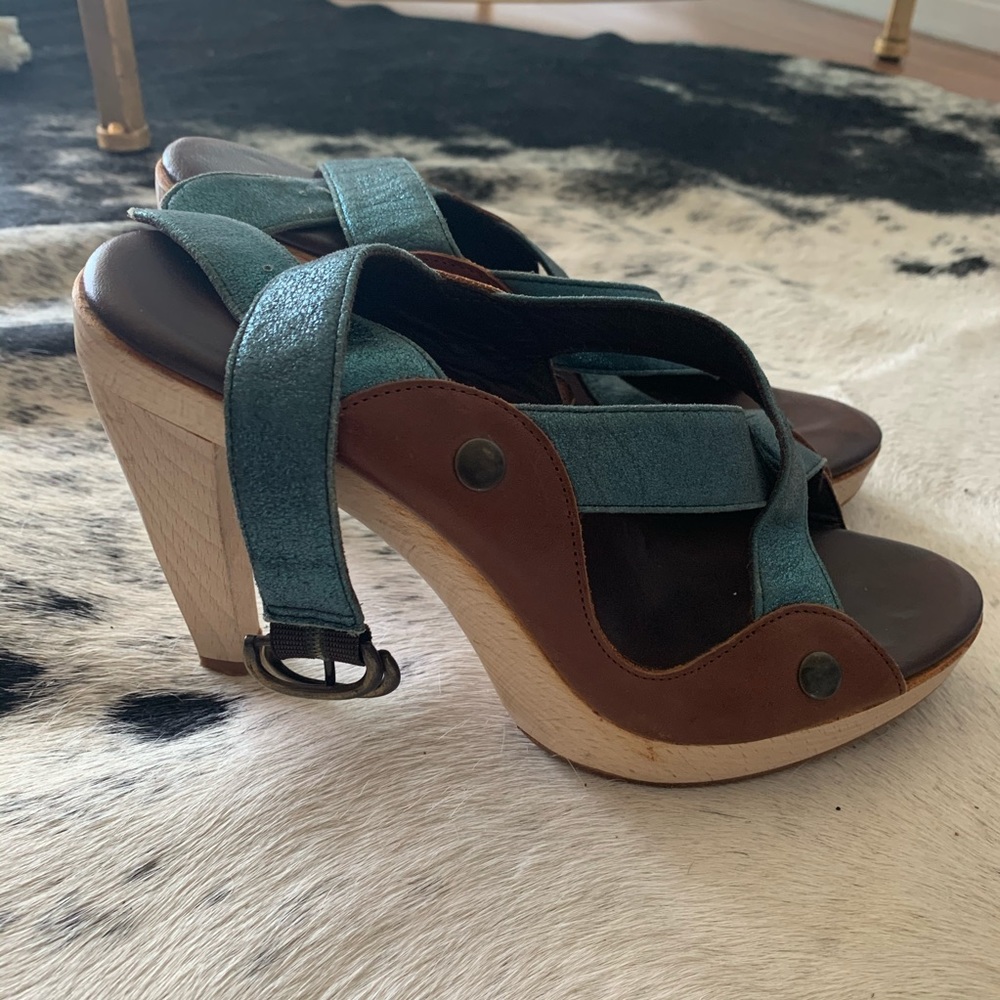 Cynthia Vincent Open Toe Mules w/ Wood Heel